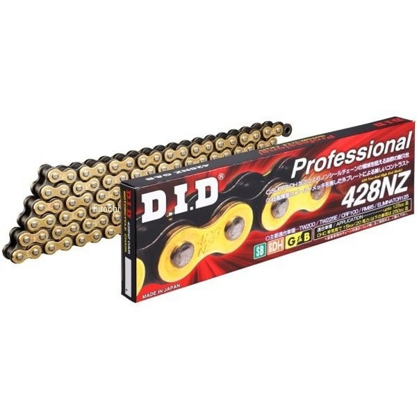 4525516186001 DID 大同工業 チェーン 428NZ ノンシール シリーズ ゴールド/黒 70L クリップ
