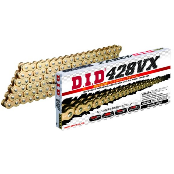 4525516378611 DID 大同工業 チェーン 428VX VXシリーズ Xリング ゴールド 100L カシメ