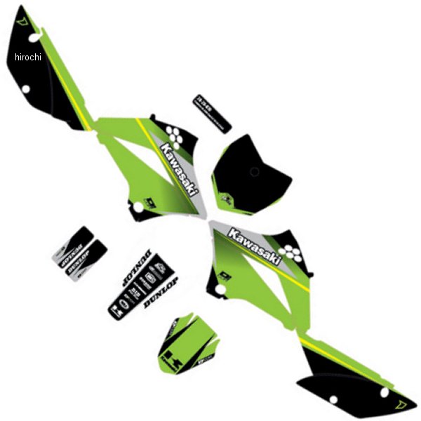 4302-6513 D'cor Visuals グラフィックキット 10年-20年 KLX 110 緑/黒