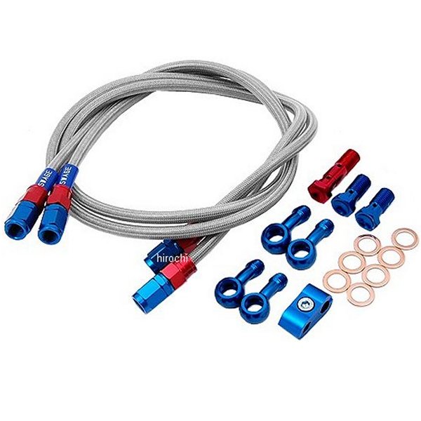 SAF451 スウェッジライン SWAGE-LINE フロント ブレーキホースキット 94年-99年 インパルス GSX400 赤/青 クリア