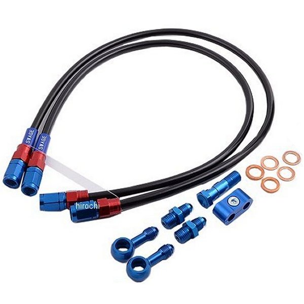 SAFB043 スウェッジライン SWAGE-LINE フロント ブレーキホースキット 90年-93年 NSR250R 赤/青 スモーク