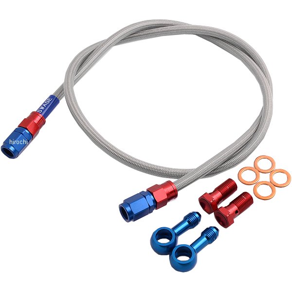 SAR443 スウェッジライン SWAGE-LINE リア ブレーキホースキット 92年-98年 カタナ GSX400S 赤/青 クリア