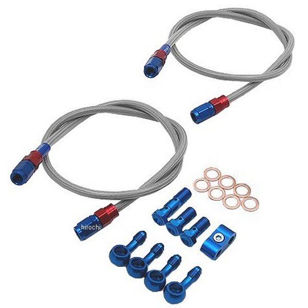 SAF008 スウェッジライン SWAGE-LINE フロント ブレーキホースキット 87年-88年 CBR750 スーパーエアロ 赤/青 クリア