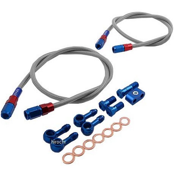 SAF049 スウェッジライン SWAGE-LINE フロント ブレーキホースキット 92年-08年 CB750 赤/青 クリア