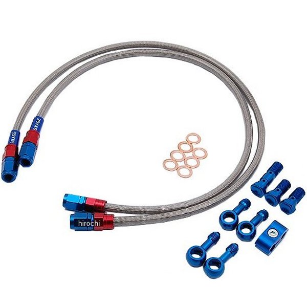 SAF267 スウェッジライン SWAGE-LINE フロント ブレーキホースキット 95年-99年 TRX850 ブレンボキャリパー車 赤/青 クリア