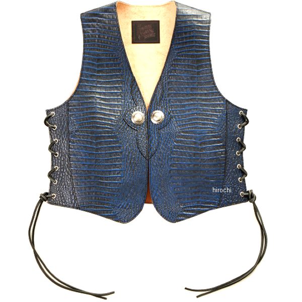 4WV-13CR デグナー DEGNER クロコダイル柄レザーベスト 青 Mサイズ