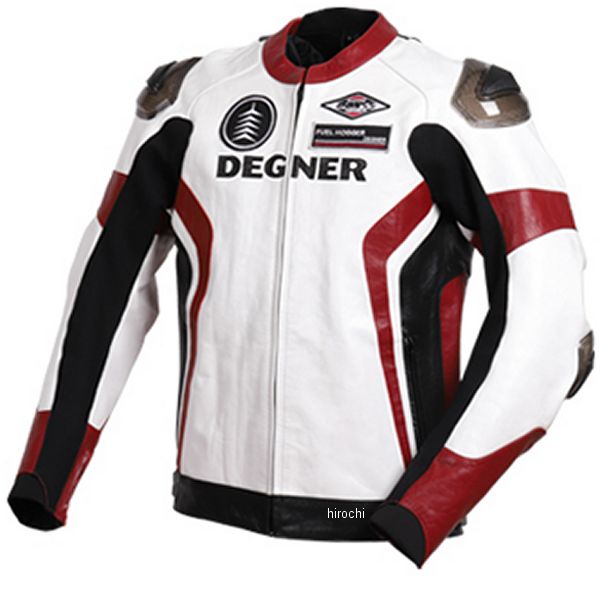19WJ-19 デグナー DEGNER レザーレーシングジャケット 白/赤 Lサイズ
