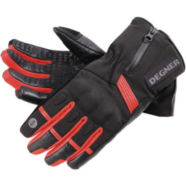 WG-37 デグナー DEGNER ガントレットテキスタイルグローブ 黒/赤 Sサイズ