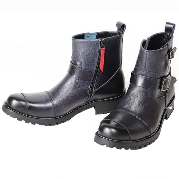 HS-B9 デグナー DEGNER シフトガード付レザーZIPエンジニアブーツ ダークネイビー 27cm