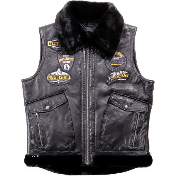 V-18 デグナー DEGNER レザー テキスタイル アビエイターベスト 黒/黒 Lサイズ