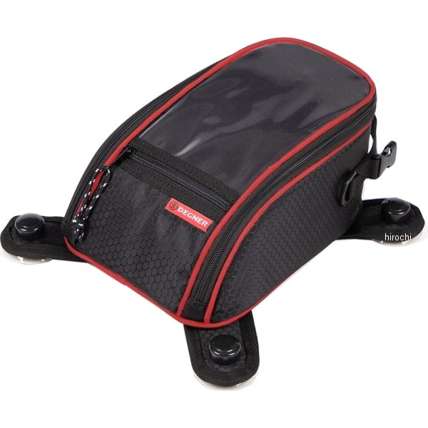 NB-117A デグナー DEGNER 交換可能吸盤式タンクバッグ 黒/赤パイピング