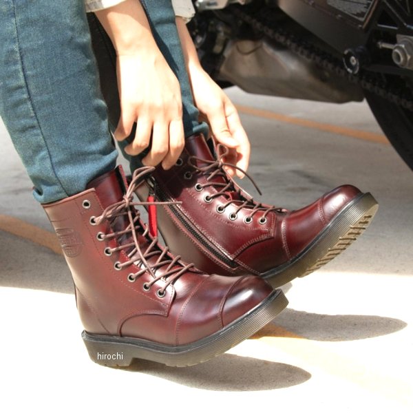 HS-B8A デグナー DEGNER レディースシフトガード付レザーZIPブーツ ワイン 23.5cm