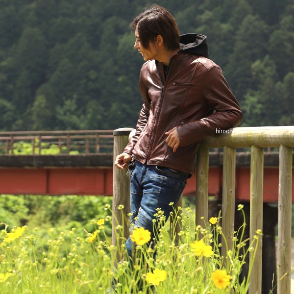 4524486108488 デグナー DEGNER 24WJ-5 フード付レザージャケット ブラウン Mサイズ