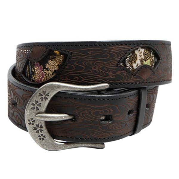 BT-16K デグナー DEGNER 春夏モデル 花山レザーベルト 流水雪輪/黒 Lサイズ