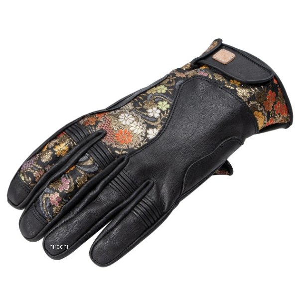 TG-101K デグナー DEGNER 春夏モデル レザー金襴グローブ 流水雪輪/黒 Mサイズ