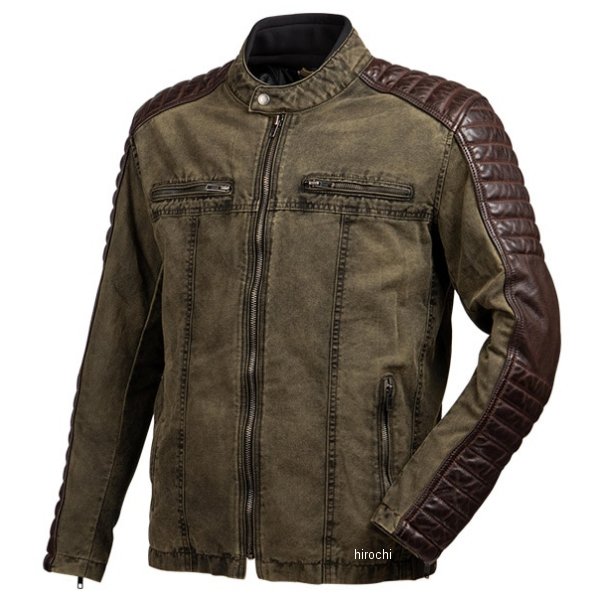 25SJ-2 デグナー DEGNER 春夏モデル テキスタイル＆レザーコンビジャケット カーキ/ブラウン XLWサイズ