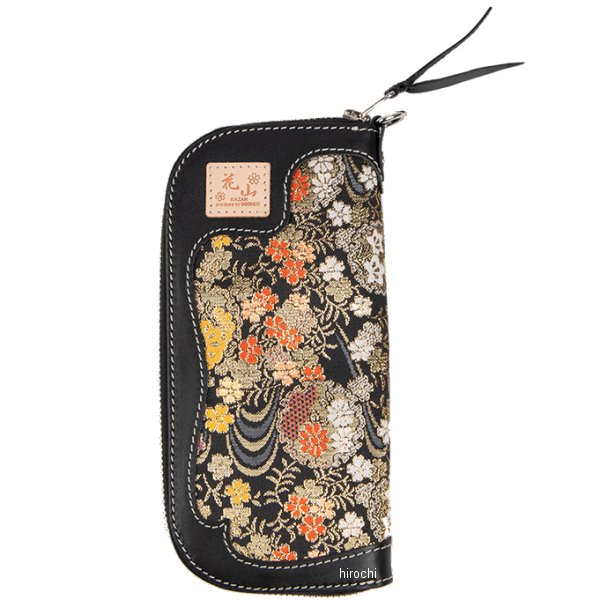 W-48K デグナー DEGNER 花山ロングZIPウォレット 黒 流水雪輪