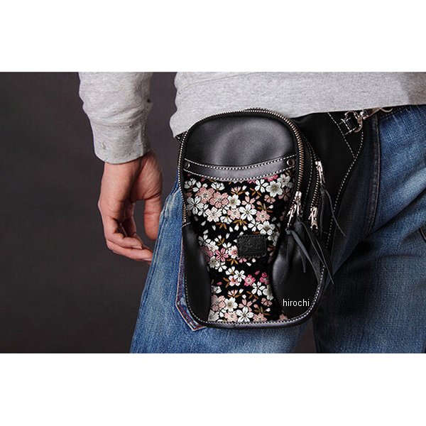 4524486113680 デグナー DEGNER W-39K 花山 ホルスターバッグ 流水雪輪 ブラック