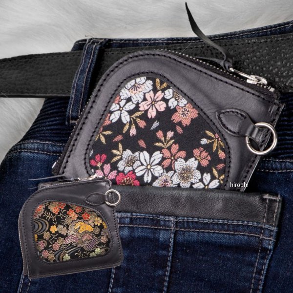 4524486113697 デグナー DEGNER W-85K 花山 レザーコインケース 流水雪輪 ブラック