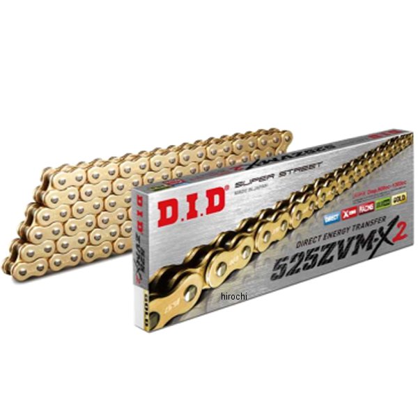DID 大同工業 チェーン 525ZVM-X2シリーズ ゴールド 130L カシメ