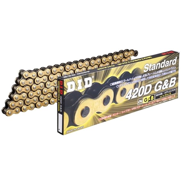 4525516346252 DID 大同工業 チェーン 420D スタンダード シリーズ ゴールド/黒 120L クリップ