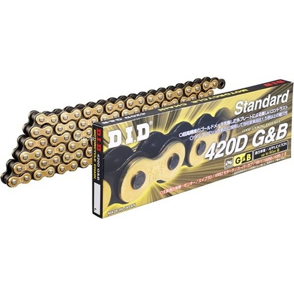 4525516346351 DID 大同工業 チェーン 420D スタンダード シリーズ ゴールド/黒 140L クリップ