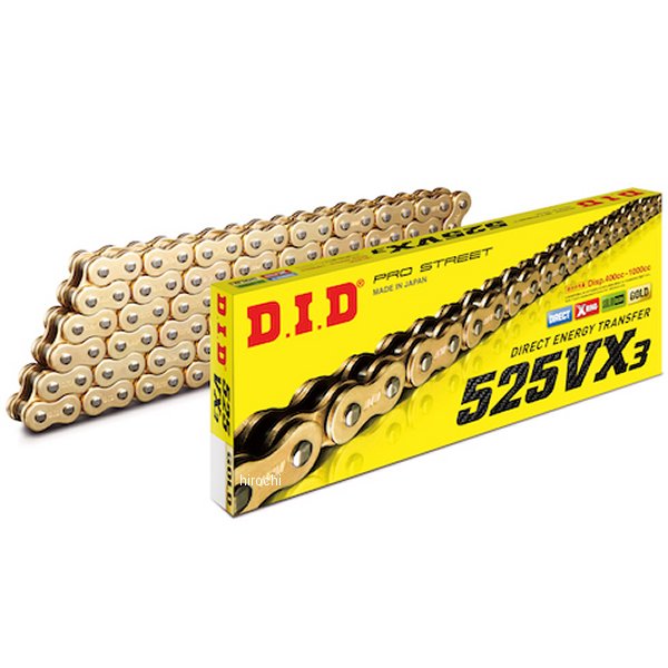 4525516396677 DID 大同工業 チェーン 525VX3 VXシリーズ Xリング ゴールド 112L カシメ