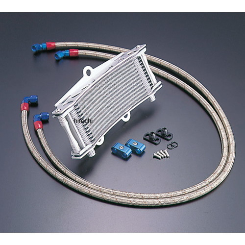 AC14037813C アクティブ ACTIVE ラウンドオイルクーラーキット サイド廻し サーモ対応 #6 9-13R カワサキ ZEPHYR400/X シルバー