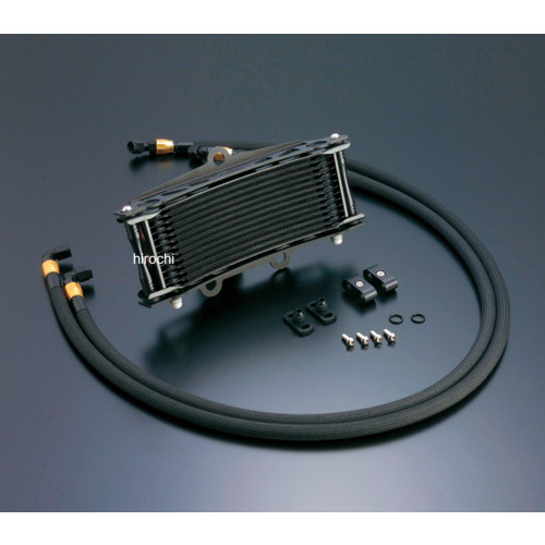 AC14037813BC アクティブ ACTIVE ラウンドオイルクーラーキット サイド廻し サーモ対応 #6 9-13R カワサキ ZEPHYR400/X ブラック