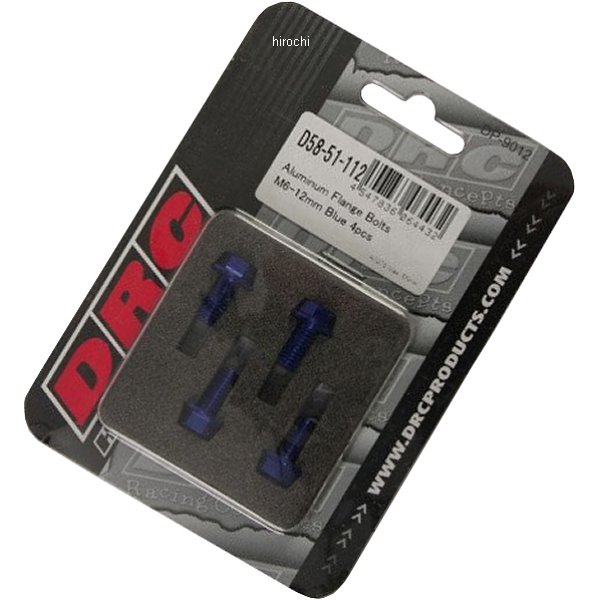 D58-51-112 ディーアールシー DRC M6 アルミフランジボルト 12mm 4個入り 青