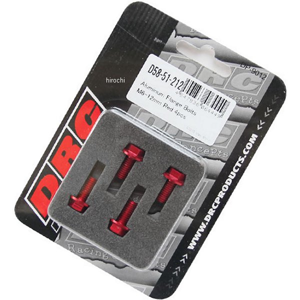 D58-51-212 ディーアールシー DRC M6 アルミフランジボルト 12mm 4個入り 赤