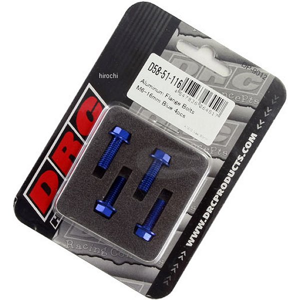 D58-51-116 ディーアールシー DRC M6 アルミフランジボルト 16mm 4個入り 青