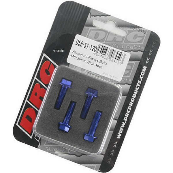 D58-51-120 ディーアールシー DRC M6 アルミフランジボルト 20mm 4個入り 青