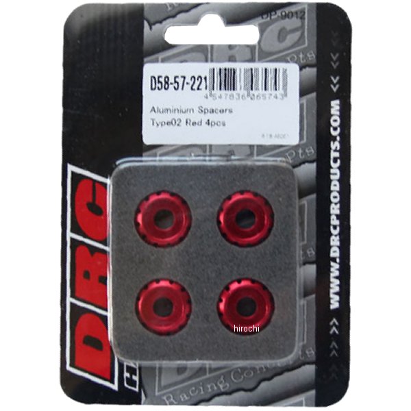 D58-57-221 ディーアールシー DRC アルミスペーサー φ18 M6用 タイプ02 4個入り 赤