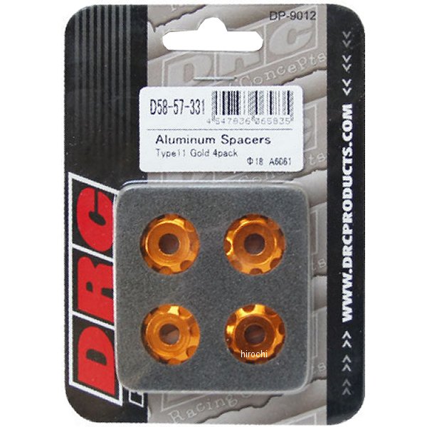 D58-57-331 ディーアールシー DRC アルミスペーサー φ18 M6用 タイプ11 4個入り ゴールド