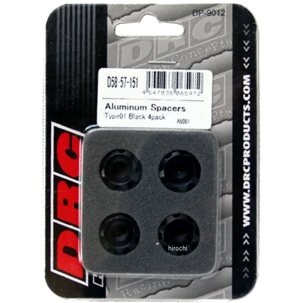 D58-57-151 ディーアールシー DRC アルミスペーサー φ18 M6用 タイプ01 4個入り 黒