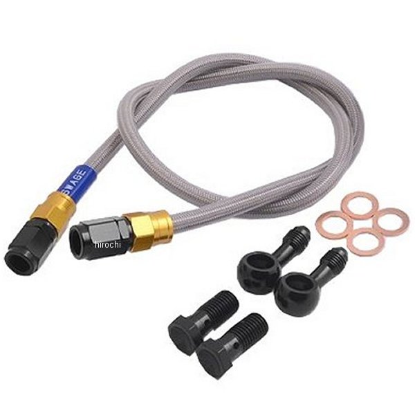 GAF217 スウェッジライン SWAGE-LINE フロント ブレーキホースキット 87年-88年 FZR250 ゴールド/黒 クリア