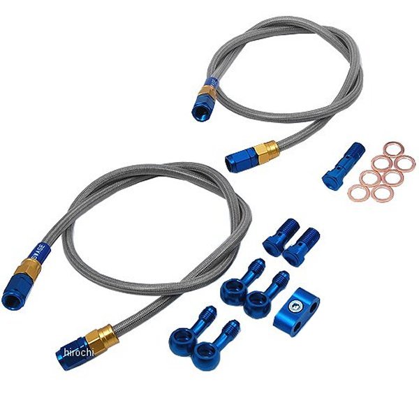 PAF628 スウェッジライン SWAGE-LINE フロント ブレーキホースキット 89年-92年 ゼファー400 ゴールド/青 クリア