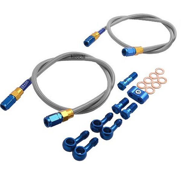 PAF629 スウェッジライン SWAGE-LINE フロント ブレーキホースキット 93年-07年 ゼファー750 ゴールド/青 クリア