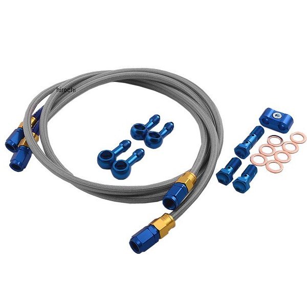 PAF253 スウェッジライン SWAGE-LINE フロント ブレーキホースキット 92年-00年 TDM850 ゴールド/青 クリア