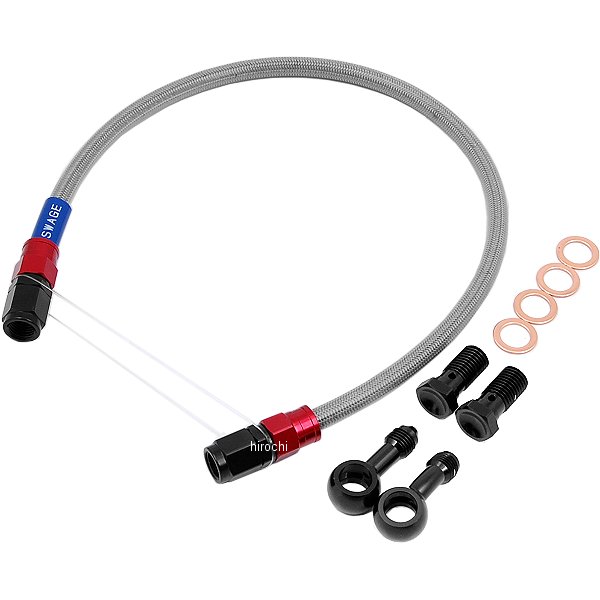 RAR662 スウェッジライン SWAGE-LINE リア ブレーキホースキット 94年-97年 ZRX400、ZRX400-2 赤/黒 クリア