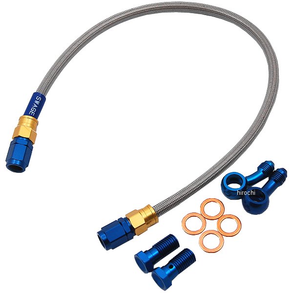 PAR168 スウェッジライン SWAGE-LINE リア ブレーキホースキット 08年-11年 エイプ100 タイプD ゴールド/青 クリア