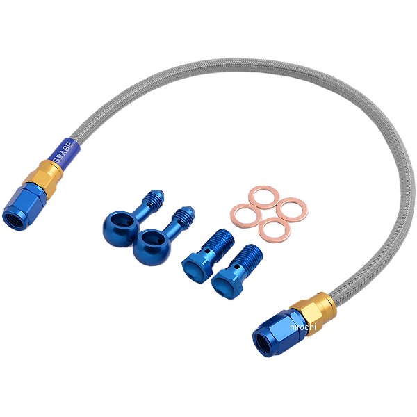 PAR628 スウェッジライン SWAGE-LINE リア ブレーキホースキット 89年-92年 ゼファー400 ゴールド/青 クリア