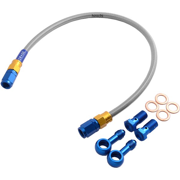 PAR629 スウェッジライン SWAGE-LINE リア ブレーキホースキット 93年-07年 ゼファー750 ゴールド/青 クリア