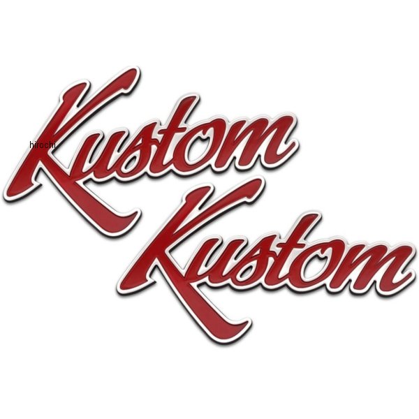 2XSNG030 モートーンカスタムズ エンブレム KUSTOM アルミ 汎用 赤 2個