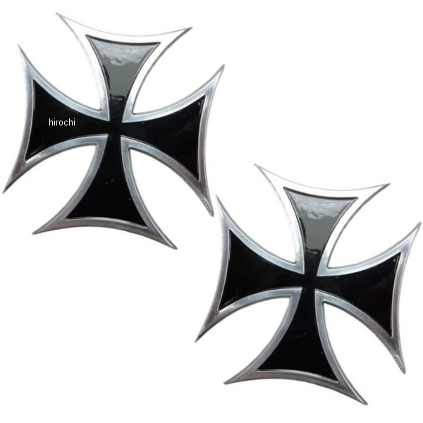 2XSNG096B モートーンカスタムズ エンブレム アイアンクロス アルミ 汎用 黒 2個