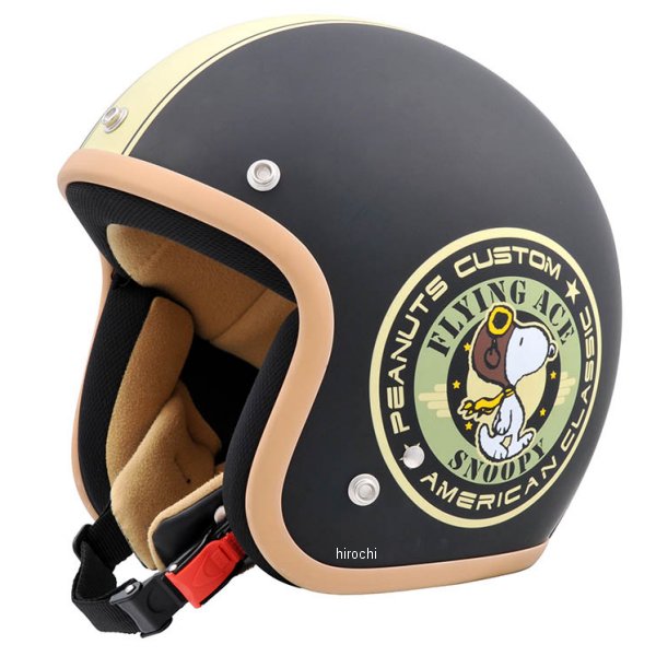 0135SNJ19 アークス AXS SNJ-19 ジェットヘルメット スヌーピーバイカー マットブラック/アイボリー 57-59cm