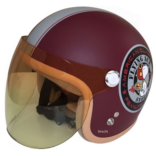 0135SNJ46 アークス AXS SNJ-46 ジェットヘルメット スヌーピー レディース マットワイン 54-57cm