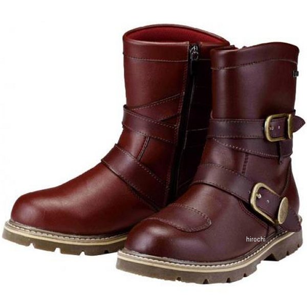 ROB-201 ロッソスタイルラボ 春夏モデル 防水ライディングブーツ 赤 ブラウン 25.0cm