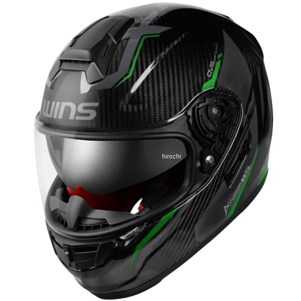 ウインズ WINS フルフェイスヘルメット A-FORCE RS FLASH type C カーボン/ネオングリーン XLサイズ